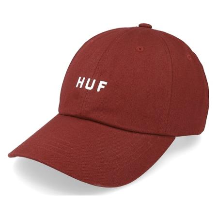 HUF - Rood unconstructed Cap - Essentials Og Logo Cv 6 Panel Hat Wine Dad Cap @ Hatstore