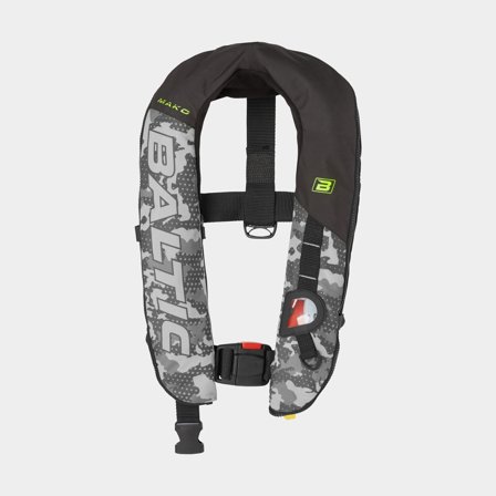 Inflatable life jacket for fishing Baltic Mako 150N, manual, grey + CO2 cartridge 33 gram, 40 - 150 kg