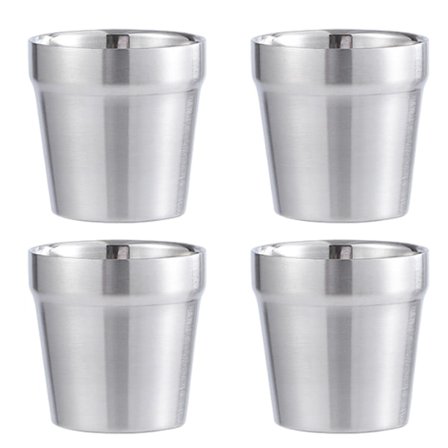 4-pak 175 ml stabelbare, dobbeltvæggede, isolerede krus i rustfrit stål [JUN]