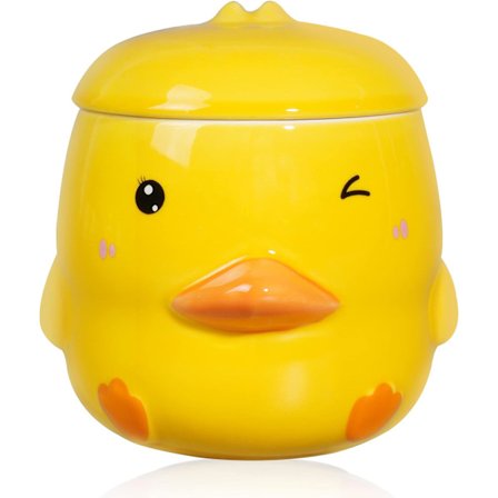 Sjov Keramisk And Kaffe Krus 14 oz Te Kop til Kvinder Sød Gul Krus med Låg