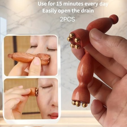 2 stk. Messing Ansigtsmassager | Ansigtspleje Ren Messing Øjenbryns- og Ansigtsakupunktur Massagepinde, Intet Batteri Kræves, Manuel Brug