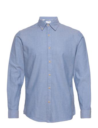 Slhslimflannel Shirt Ls Skjorta Casual Blå Selected Homme