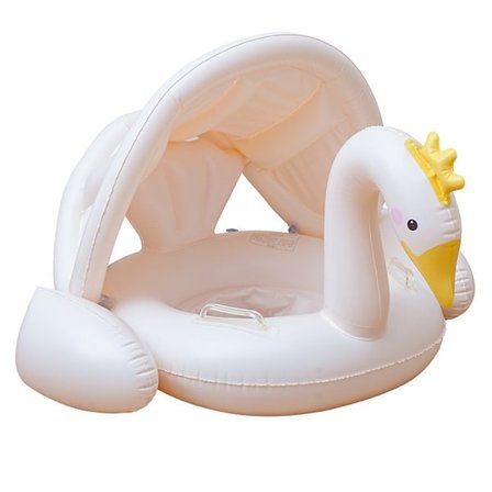 Uppblåsbar Flytring, Sitsring Lämplig För 1-4 År, Svan Med Markis