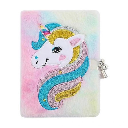 Flickors Barn Unicorn Salainen Päiväkirja Lukolla ja Avaimella Fuzzy Plush Journal Muistikirja Joululahja