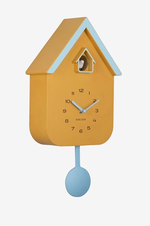Karlsson - Veggklokke Dupla Color Cuckoo - Gul - Veggklokker & bordklokker - Fra Homeroom