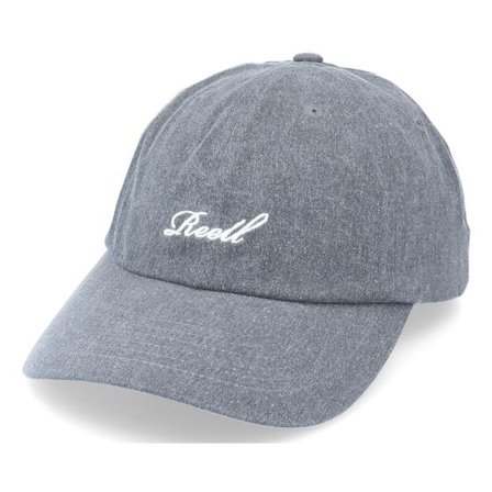 Reell - Grå unconstructed Keps - Single Script Cap Washed Charcoal Dad Cap @ Hatstore