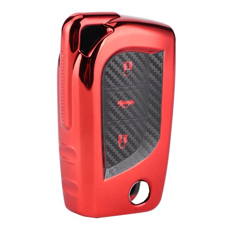 Carbon Fiber Style Bil Fjernbetjening Foldenøgle Etui Beskyttelse til Toyota Corolla RAV4 Rød