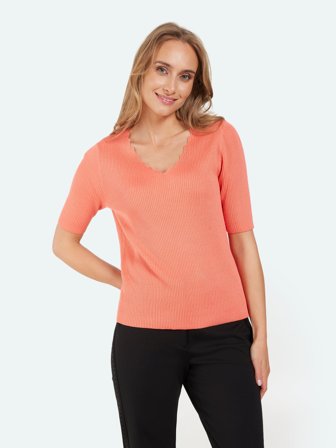 SIGNATURE - Kortærmet Strik - Koral