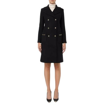 Elisabetta Franchi, Double-Breasted Coats Czarny, Kobieta, Rozmiar: S