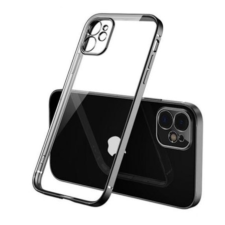 Apple iPhone Mini 12 Luxury Classic Square Frame Protection Case Black With Soft Thin Transparent Camera Protector High Quality