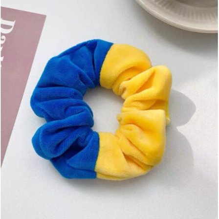 3Pcs Large Yellow,blue Ukraine Colours Satin Hair Scrunchie,Hair Bobble,Hair Elastic