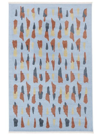 Lavable Lea Bleu/Terracotta Oeko-Tex Tapis
