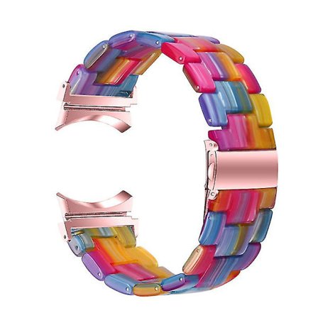 För Samsung Galaxy Watch 5 40mm / 44mm / Watch 5 Pro 45mm Resin Watch Band Rostfritt Stål Spänne Armband Armband, Regnbåge
