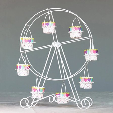Metallisk pariserhjul cupcake-stativ bryllup bursdagsfest kake stativ display stativ