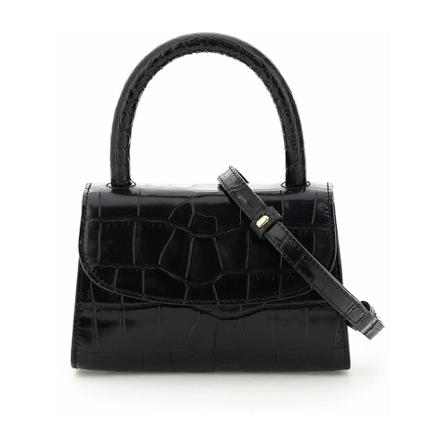 By Far, mini croc print bag Zwart, Dames, Maat:ONE Size,suede