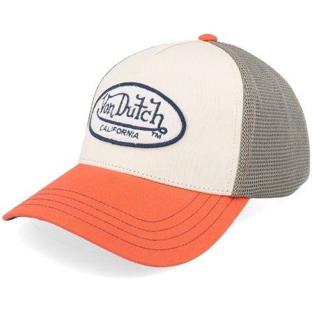 Von Dutch - Beige trucker Keps - Oval Patch Dark Green/White/Red A-Frame Trucker @ Hatstore