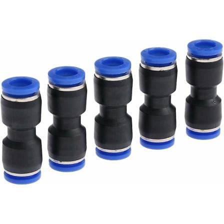 5 stk pneumatiske koblinger Union rett push-in koblinger slangekobling slange adapter sammenføyning pakning for luft vannrør 8 mm