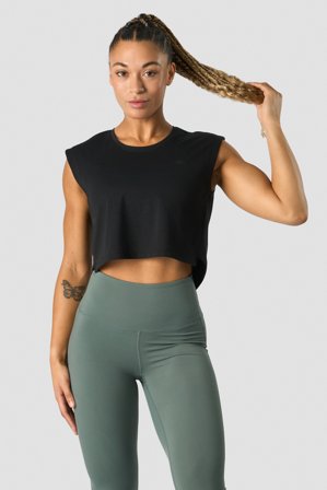 ICANIWILL - Stride Cropped Tank Wmn Black - Dame - ICIW