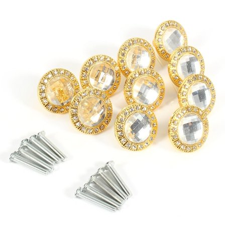 Sett med 10 klare krystallglass diamant skuff- og dørhåndtak for garderobe og skap