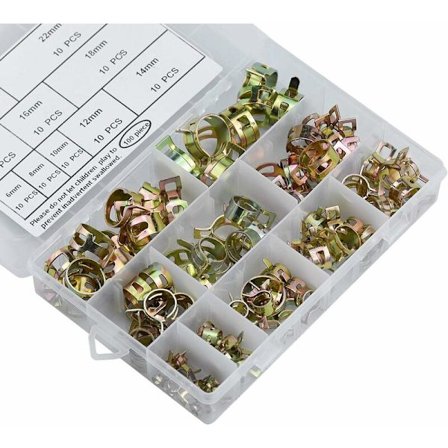 100 stk. slangefjederklemmer, 6-22mm benzinslangeklemmer fjeder slangeklemme klemmer justerbar klemme til fastgørelse af slange og slange