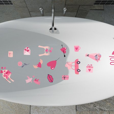 #6kpl Cartoon Romantic Vedenkestävä Seinätarra 15x20cm#