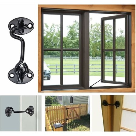 Dørkrok i rustfritt stål, svart, 2 stk.