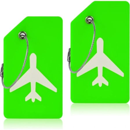 2 st Bagageetiketter, Silikon Bagageetiketter, Resväska ID-Tag Set, Handväska Tag Etiketter Resetillbehör för Incheckat Bagage Grön