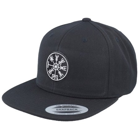 Vikings - "Vegvisir Rungalder Patch Black Snapback " Snapback Black Cap - @ Hatstore