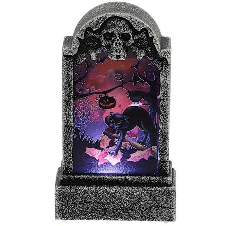 1 stk Halloween Borddekorasjon Gravstein Design Lampe Morsom Festivaldekorasjon Black cat pattern