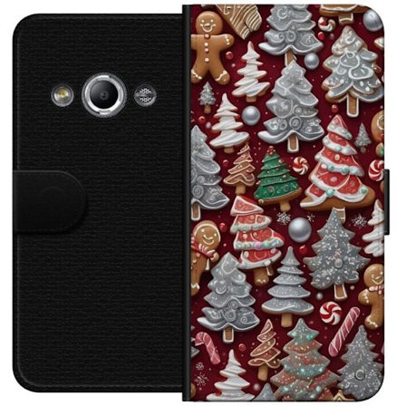 Yhteensopiva Lompakkokotelo Samsung Galaxy Xcover 3 Kotoisa joulukuva kuusilla, makeisilla ja talvisilla väreillä