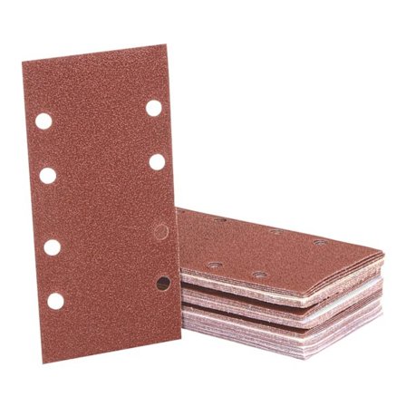Set med 40 slippapper 93 x 190 mm / 10 x korn 60/80/120/240 / självhäftande / för oscillerande slipmaskin / sandpapper