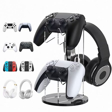 Opbevaringsstander, 2-i-1 Spilcontroller og Headset Holder til PS4, PS5, Xbox