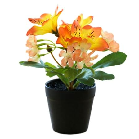 Konstgjord blomma Magnolia Hortensia Liten Bonsai Kreativ dekoration Blomsterdekoration Konstgjord blomma Simulering Grön växt Krukväxt Orange