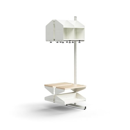 Cloakroom unit ENTRY, add-on floor unit, 4 comps, 1800x600x600 mm, white