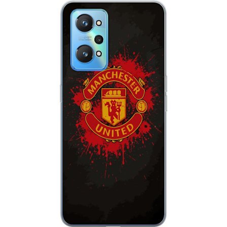Kompatibelt Mobildeksel til Realme Realme GT Neo2 Manchester United logo i rød og gul farge med røff sportslig bakgrunn