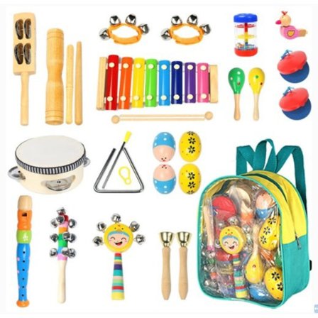 Musikalske instrumenter til småbørn, træ percussion instrument legetøj til børn baby førskole pædagogisk musiklegetøjssæt til drenge og piger med 