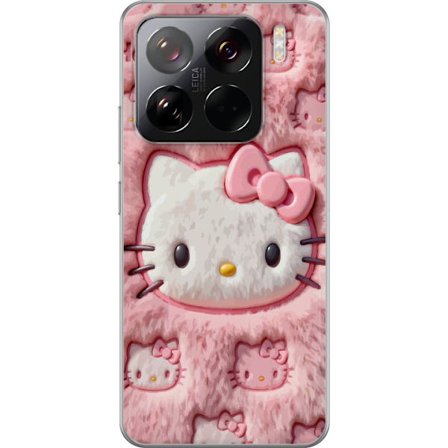 Kompatibelt Mobildeksel til Xiaomi 15 Pro Hello Kitty rosa fluffy bakgrunn med ikoniskt ansikt og kawaii-estetikk