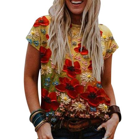 Pullovers Blus Skjorta Print Dam Toppar O-neck Lös Casual Sum