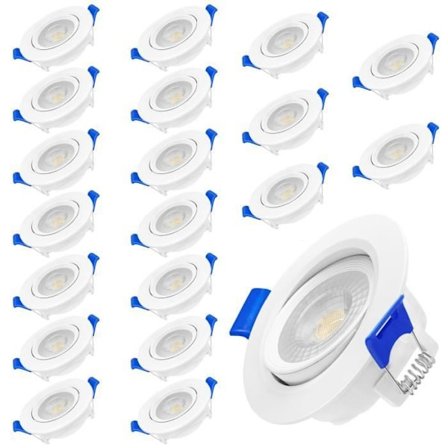 XMTECH-paketti, jossa 20 himmennettävää LED-spottivaloa, Slimline 5W lämmin valkoinen, 5W kattospotti, kylpyhuoneeseen, olohuoneeseen, makuuhuoneeseen