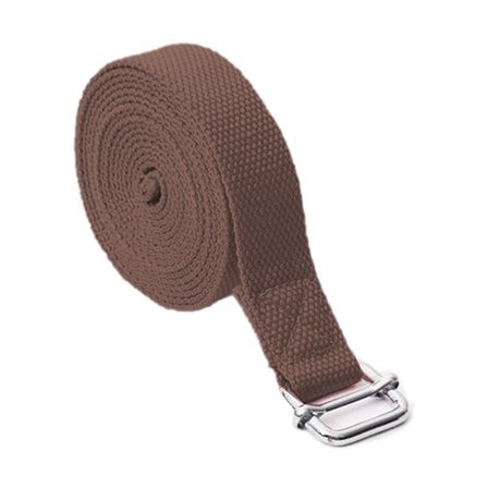 Yogarem i bomull, glidande spänne i metall, yogatillbehör brun 2,5m
