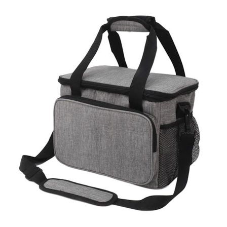 Isolerad Tjock Vattentät Oxford Tyg Kylväska Lunchväska med Handtag Rem Utomhus Stor Grå