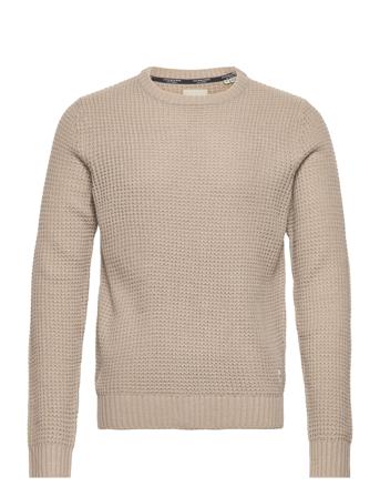 Jjenick Knit Crew Neck Noos Strikkegenser M. Rund Krage Beige Jack & J S