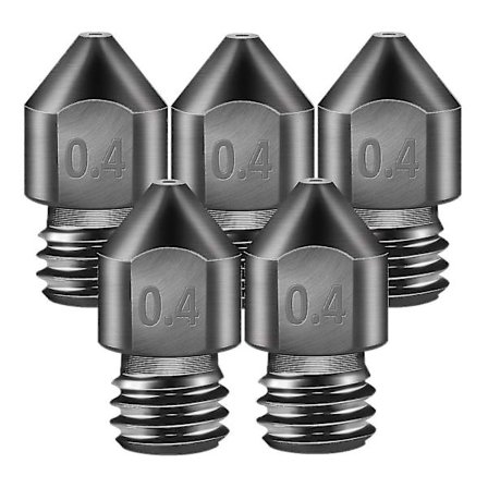 Herdet stålmunnstykke 0,4 mm, kompatibelt med Makerbot, Creality Cr-10 Ender 3, 5 stykker