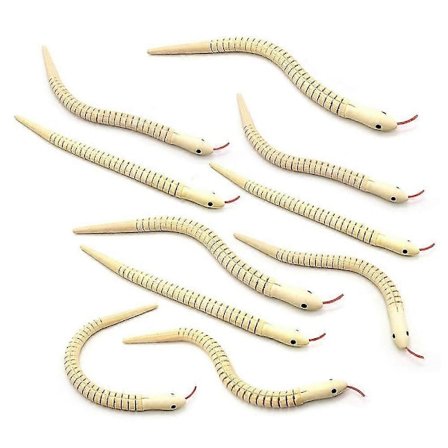 10 stk. 12 tommer Ubehandlede Træ Slange Legetøj med Led - Fleksible Træ Slange Blanke Dyremodeller Håndværk Legetøj til Kunst