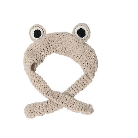 Pige Vinter Sød Frø Pandebånd Tegneserie Hæklet Strikkede Uldhue