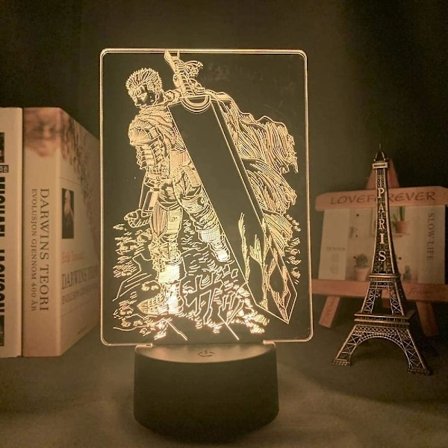 Veeki Berserk Guts Lys Anime Lampe 3d Led Nattlamper 16 Fargeskiftende Bordlampe For Hjemmeinnredning Dekorativ Julegave Manga Lys For Barn