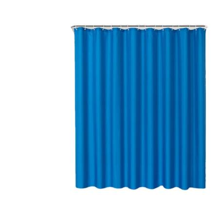IC Blå Polyester Vandtæt Bruseforhæng 80*180cm Ensfarvet Badeværelse Bruseforhæng Brusebad Gardin Drop Ring Hotel Bruseforhæng