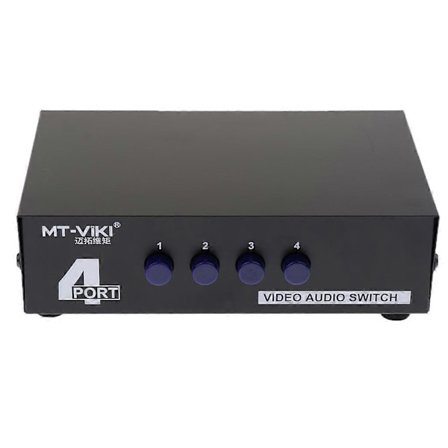 4-veis AV-bryter RCA-switcher 4 inn 1 ut Kompositt Video L/R Audio Velgerboks