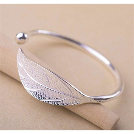 Armband 925 Sterling Silver Leaf Charm Armband & Bangles för Kvinnor Justerbar