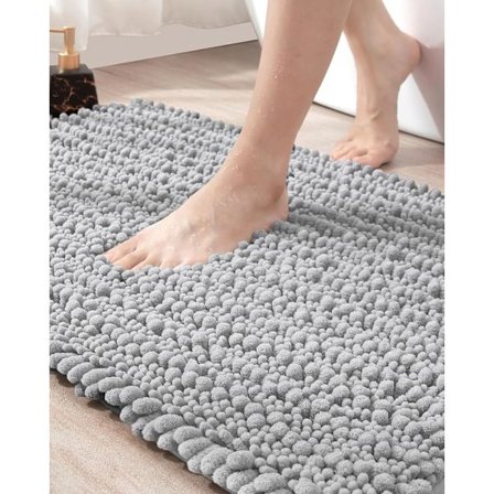 Badmatta 50 x 80 cm, Halksäker Badrumsmatta, Absorberande och Mjuk Chenille Badrumsmatta, Maskintvättbar